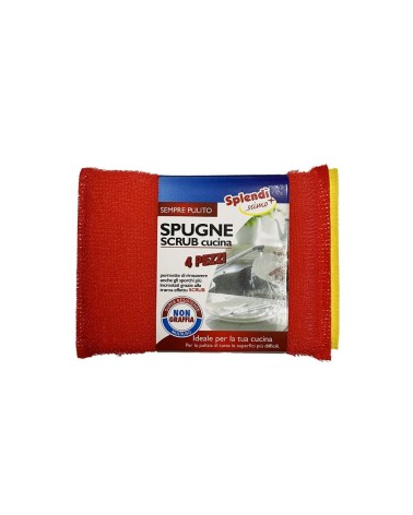 Set 4 spugne scrub multicolor per cucina