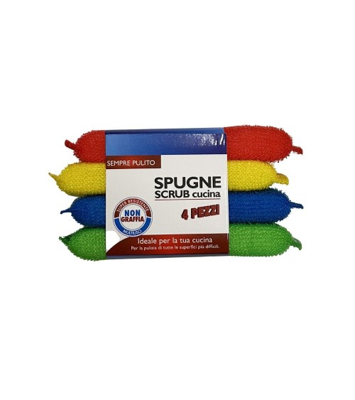 Set 4 spugne scrub multicolor per cucina