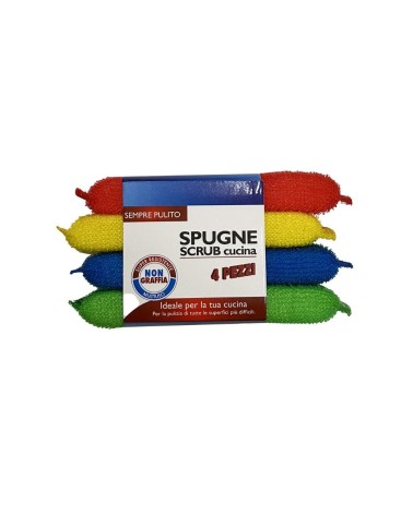 Set 4 spugne scrub multicolor per cucina