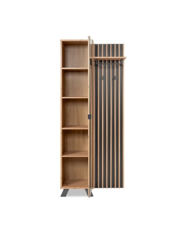 Mobile ingresso Medan 42A cannettato con specchio e 4 ripiani interni colore quercia e antracite