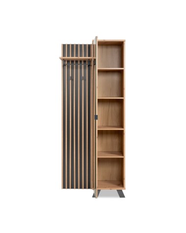 Mobile ingresso Medan 42A cannettato con specchio e 4 ripiani interni colore quercia e antracite