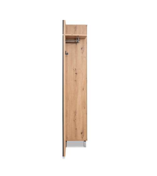 Mobile ingresso Medan 42A cannettato con specchio e 4 ripiani interni colore quercia e antracite