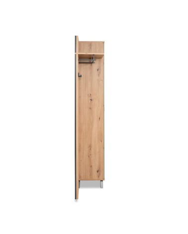 Mobile ingresso Medan 42A cannettato con specchio e 4 ripiani interni colore quercia e antracite