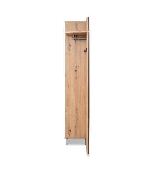 Mobile ingresso Medan 42A cannettato con specchio e 4 ripiani interni colore quercia e antracite