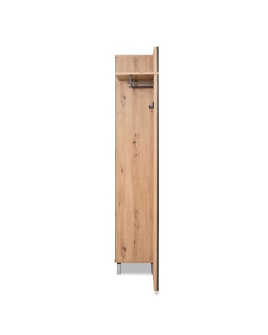 Mobile ingresso Medan 42A cannettato con specchio e 4 ripiani interni colore quercia e antracite