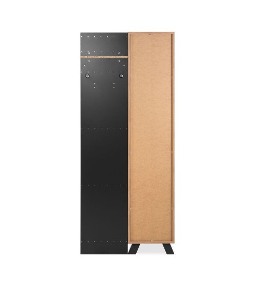 Mobile ingresso Medan 42A cannettato con specchio e 4 ripiani interni colore quercia e antracite