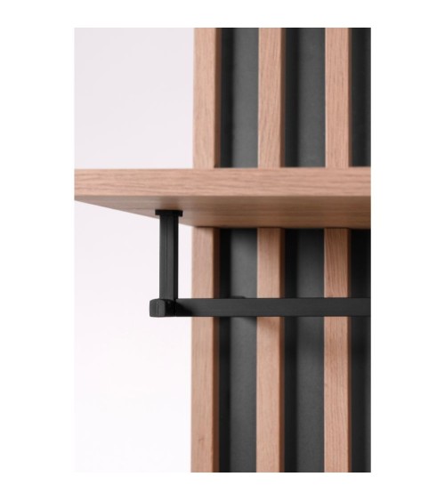 Mobile ingresso Medan 42A cannettato con specchio e 4 ripiani interni colore quercia e antracite