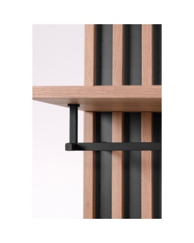 Mobile ingresso Medan 42A cannettato con specchio e 4 ripiani interni colore quercia e antracite