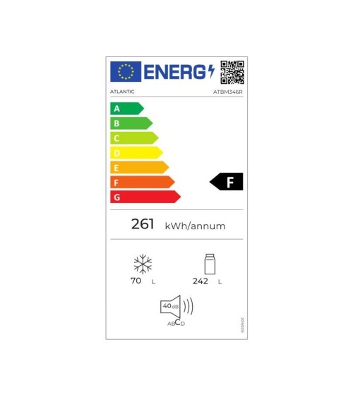 Frigorifero doppia porta ATBM346R 311 LT colore rosso retrò Atlantic classe F