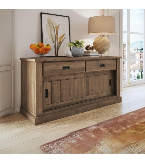Madia AnthonyIII 52 con 2 ante scorrevoli e 2 cassetti colore noce eastwood stile shabby