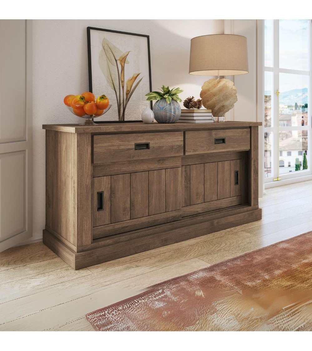 Madia AnthonyIII 52 con 2 ante scorrevoli e 2 cassetti colore noce eastwood stile shabby