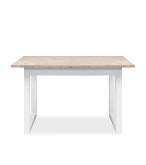 Tavolo allungabile Houston 80B con struttura bianca e piano sabbia 120x75x80 cm.