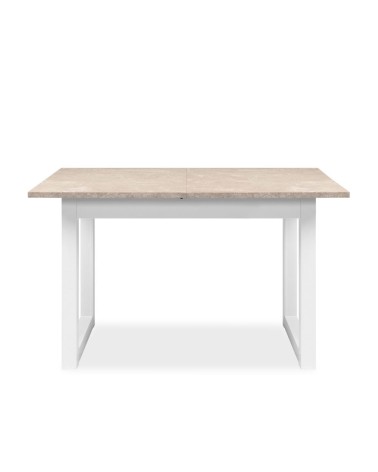 Tavolo allungabile Houston 80B con struttura bianca e piano sabbia 120x75x80 cm.