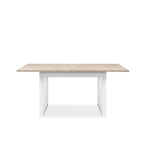 Tavolo allungabile Houston 80B con struttura bianca e piano sabbia 120x75x80 cm.