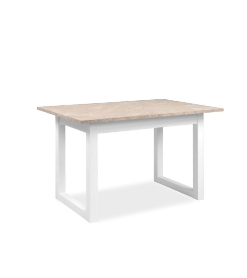 Tavolo allungabile Houston 80B con struttura bianca e piano sabbia 120x75x80 cm.