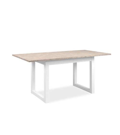 Tavolo allungabile Houston 80B con struttura bianca e piano sabbia 120x75x80 cm.