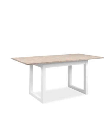 Tavolo allungabile Houston 80B con struttura bianca e piano sabbia 120x75x80 cm.