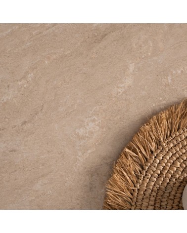 Tavolo allungabile Houston 80B con struttura bianca e piano sabbia 120x75x80 cm.