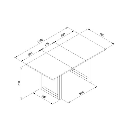 Tavolo allungabile Houston 80B con struttura bianca e piano sabbia 120x75x80 cm.