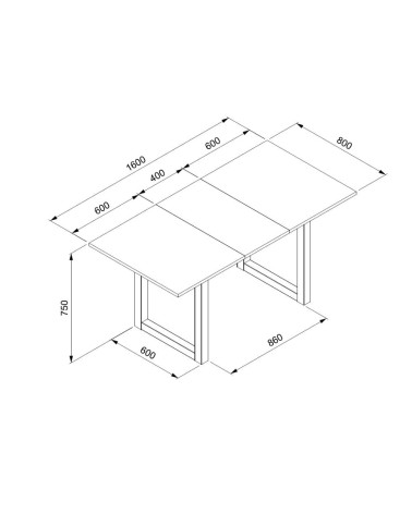 Tavolo allungabile Houston 80B con struttura bianca e piano sabbia 120x75x80 cm.