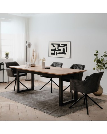 Tavolo allungabile Denver 80C in piano quercia e struttura antracite 200x75x90 cm.