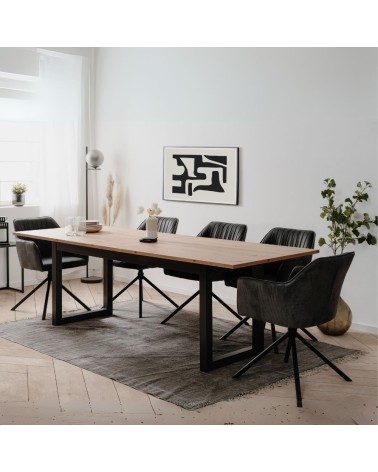 Tavolo allungabile Denver 80C in piano quercia e struttura antracite 200x75x90 cm.