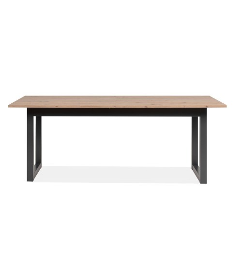 Tavolo allungabile Denver 80C in piano quercia e struttura antracite 200x75x90 cm.