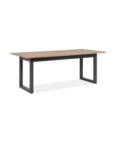 Tavolo allungabile Denver 80C in piano quercia e struttura antracite 200x75x90 cm.