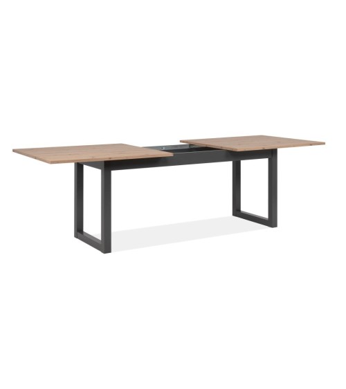 Tavolo allungabile Denver 80C in piano quercia e struttura antracite 200x75x90 cm.