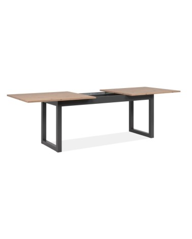 Tavolo allungabile Denver 80C in piano quercia e struttura antracite 200x75x90 cm.