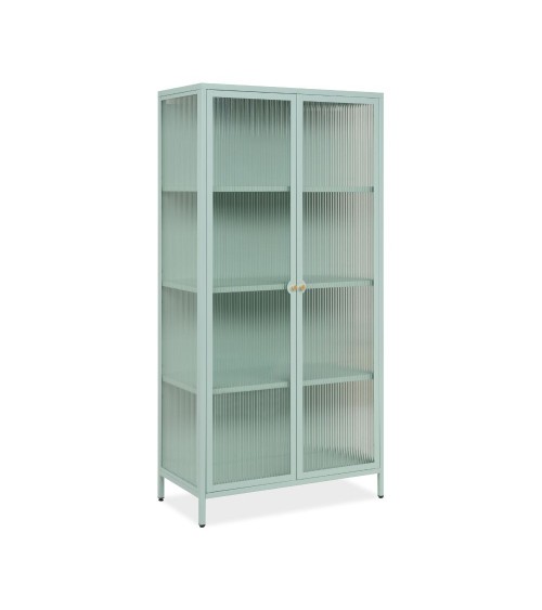 Vetrina Milton 52A in acciaio laminato con 2 ante vetro temperato ondulato colore verde menta