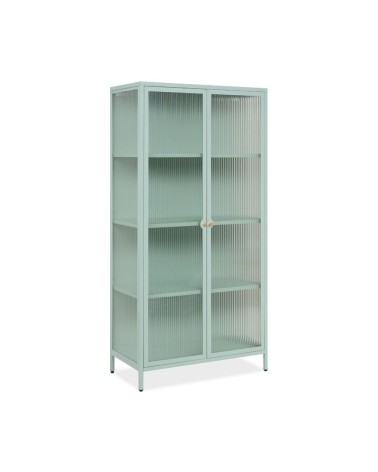 Vetrina Milton 52A in acciaio laminato con 2 ante vetro temperato ondulato colore verde menta