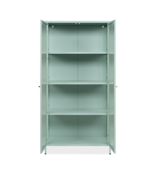 Vetrina Milton 52A in acciaio laminato con 2 ante vetro temperato ondulato colore verde menta