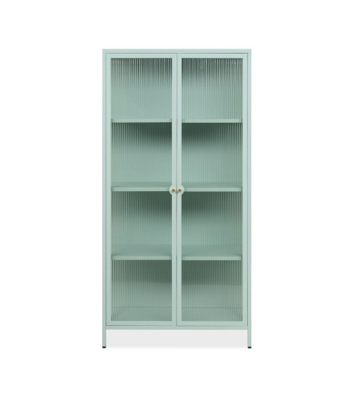 Vetrina Milton 52A in acciaio laminato con 2 ante vetro temperato ondulato colore verde menta