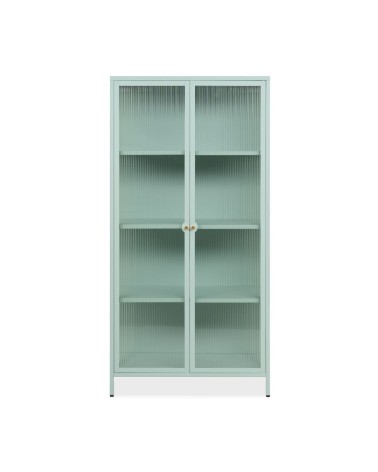 Vetrina Milton 52A in acciaio laminato con 2 ante vetro temperato ondulato colore verde menta