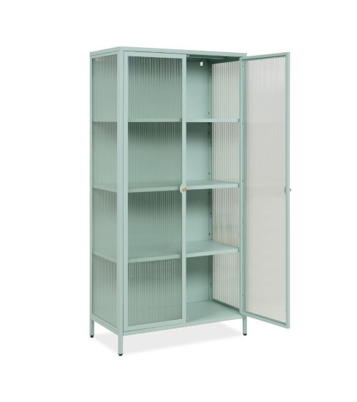 Vetrina Milton 52A in acciaio laminato con 2 ante vetro temperato ondulato colore verde menta