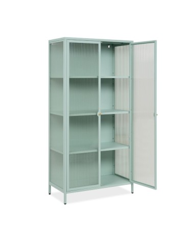 Vetrina Milton 52A in acciaio laminato con 2 ante vetro temperato ondulato colore verde menta