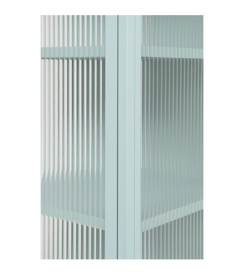 Vetrina Milton 52A in acciaio laminato con 2 ante vetro temperato ondulato colore verde menta