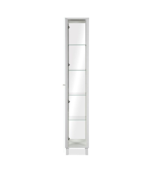 Vetrina Albi 52A con 1 anta in vetro e specchio colore bianco