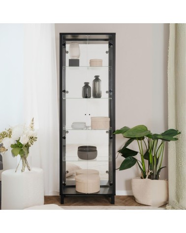 Vetrina Albi 52B con 2 ante in vetro e specchio colore nero