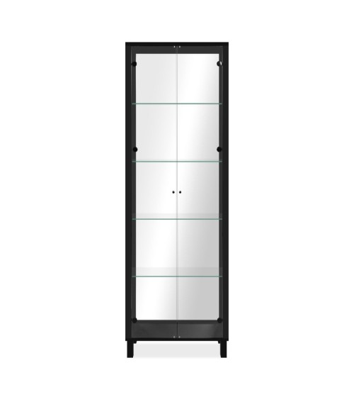 Vetrina Albi 52B con 2 ante in vetro e specchio colore nero