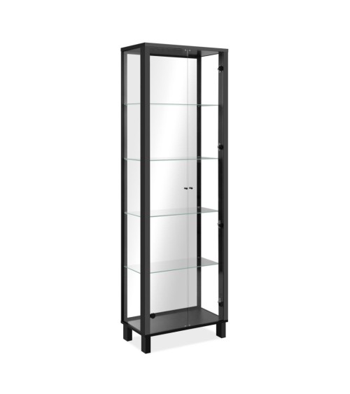 Vetrina Albi 52B con 2 ante in vetro e specchio colore nero