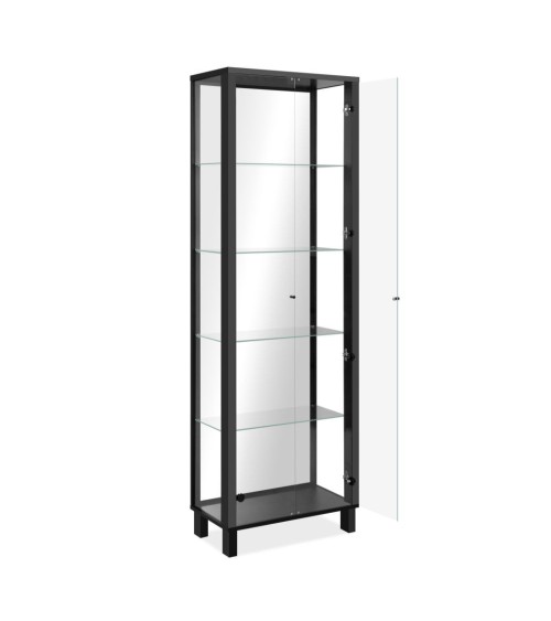 Vetrina Albi 52B con 2 ante in vetro e specchio colore nero