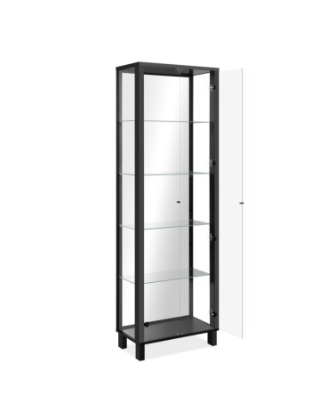 Vetrina Albi 52B con 2 ante in vetro e specchio colore nero