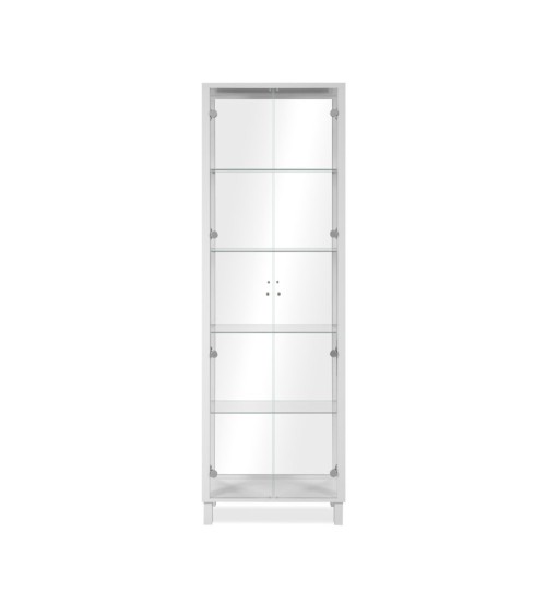 Vetrina Albi 52B con 2 ante in vetro e specchio colore bianco