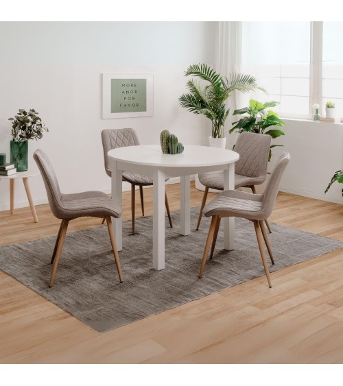 Tavolo rotondo allungabile Coburg 100 colore bianco 100x76x100 cm.
