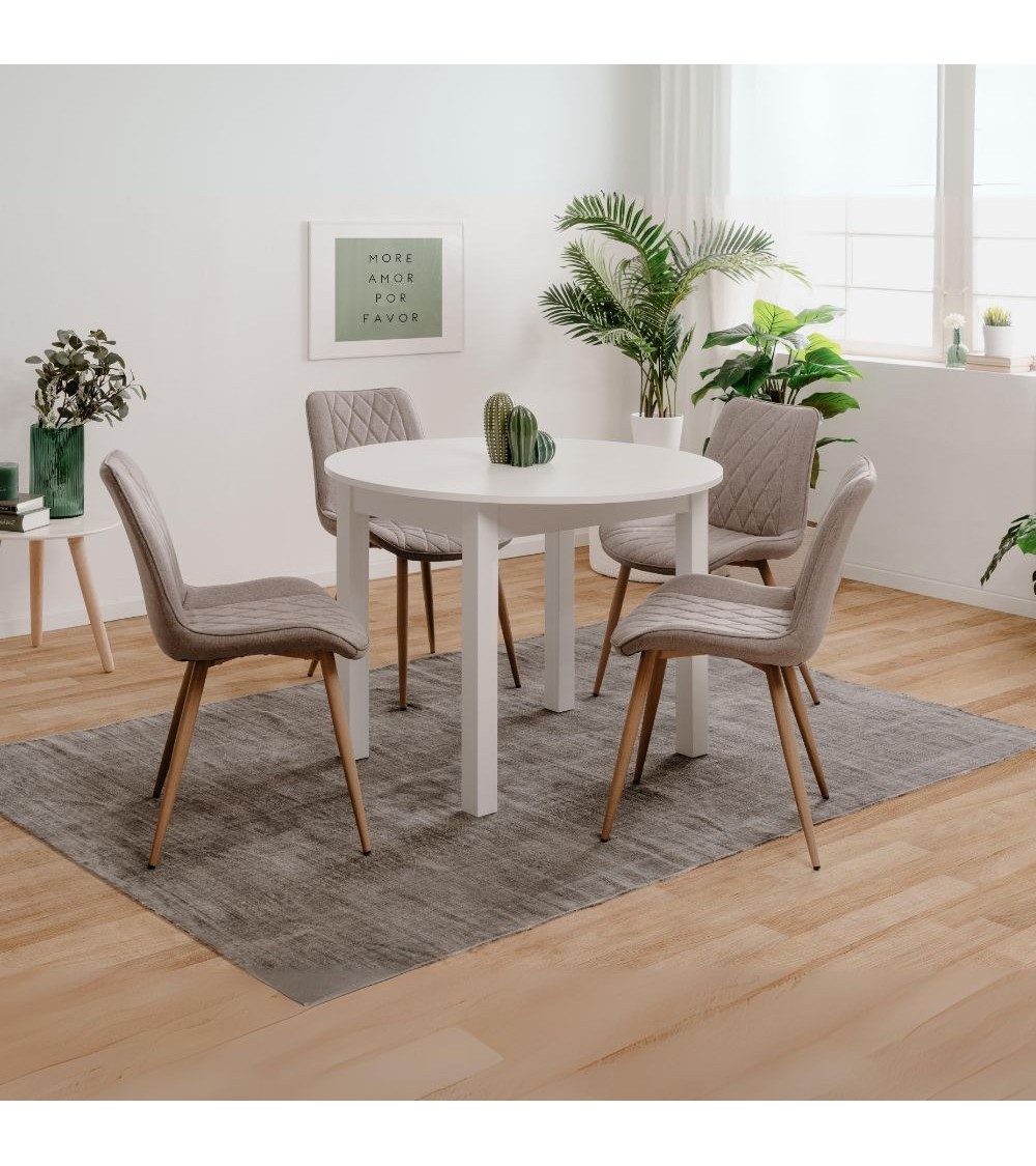 Tavolo rotondo allungabile Coburg 100 colore bianco 100x76x100 cm.