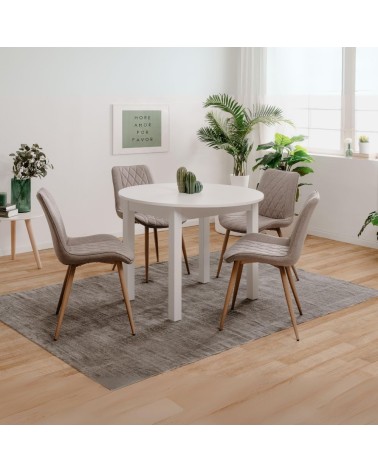 Tavolo rotondo allungabile Coburg 100 colore bianco 100x76x100 cm.