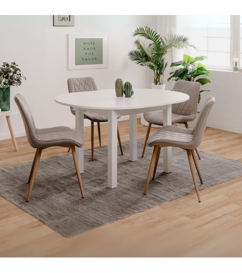 Tavolo rotondo allungabile Coburg 100 colore bianco 100x76x100 cm.