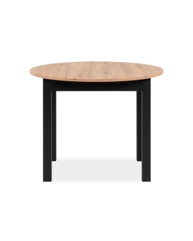 Tavolo rotondo allungabile Coburg 100 in piano quercia e struttura nera 100x76x100 cm.